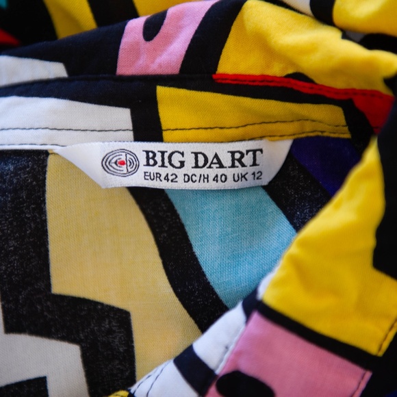 Big Dart Abstract Pop Art Colorful Button Down Top - Picture 8 of 8